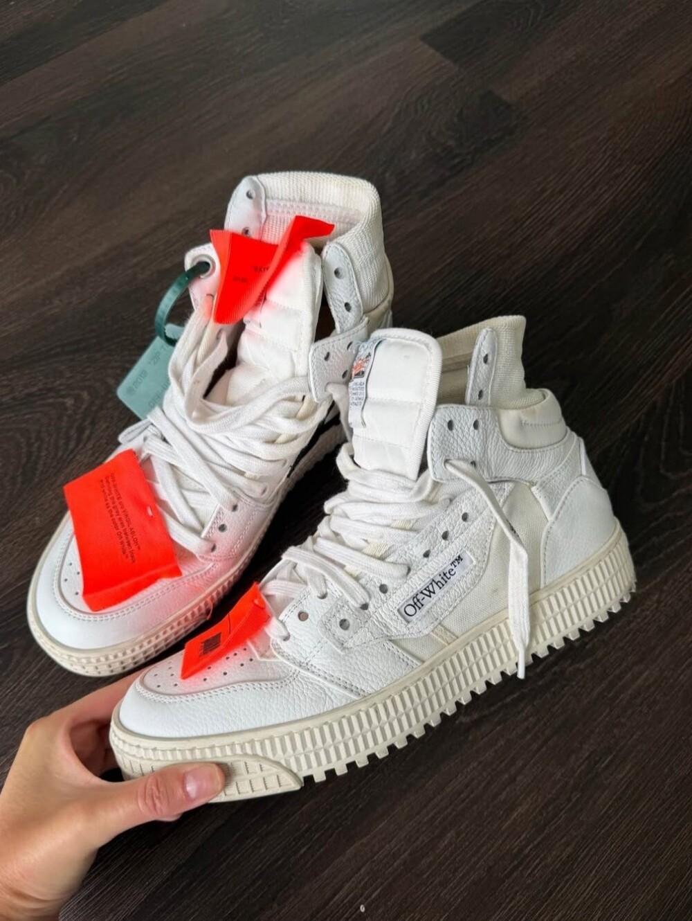 OFF-WHITE 3.0 High Top Court white leather sneakers orange tag US 8.5/ EU 39